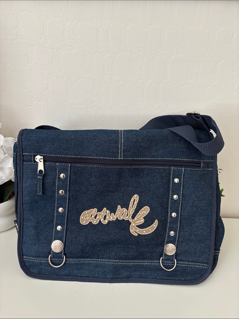 Y2K Airwalk Denim Crossbody Messenger Bag